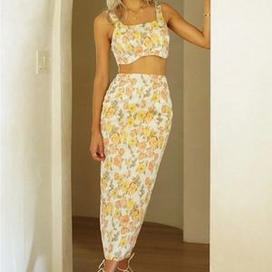 Floral Skirt Set Yllw The Label Size Small Brand New With Tags Unworn